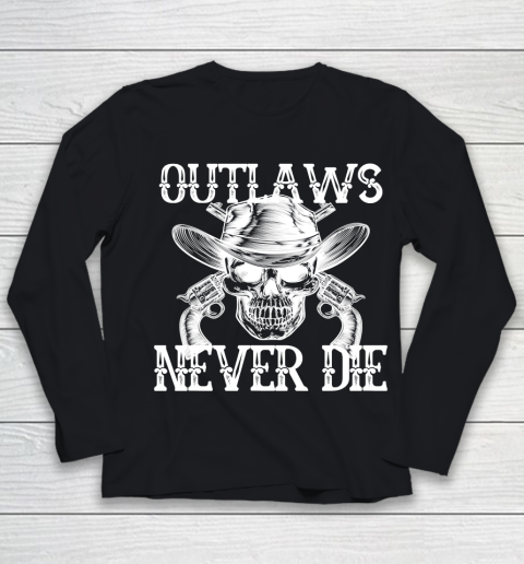Outlaws Never Die shirt skull biker Youth Long Sleeve