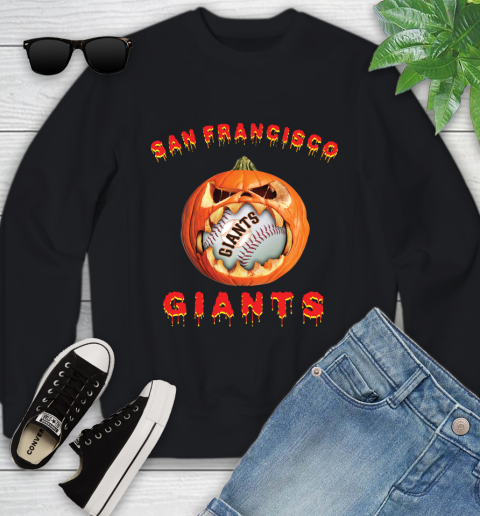 MLB San Francisco Giants Halloween Pumpkin Baseball Sports Youth Sweatshirt 2