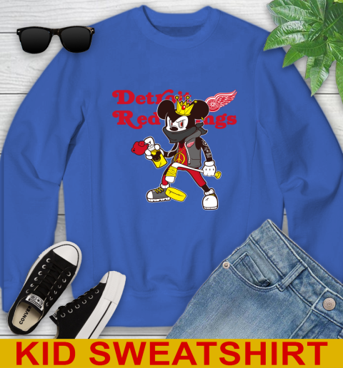 Detroit Red Wings NHL Hockey Mickey Peace Sign Sports Youth Sweatshirt 7
