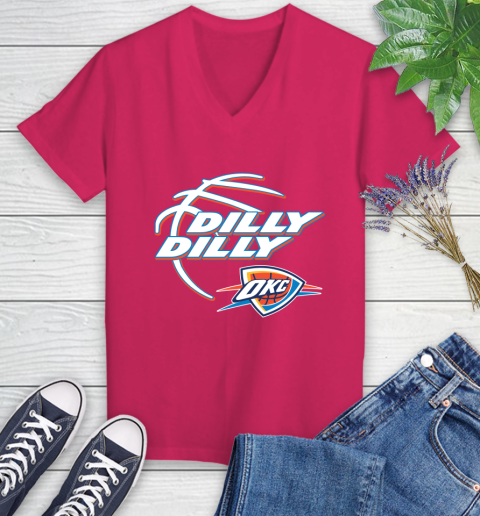NBA Oklahoma City Thunder Dilly Dilly Basketball Sports Women's V-Neck T-Shirt 9