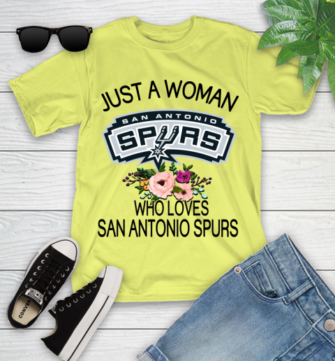 NBA Just A Woman Who Loves San Antonio Spurs Basketball Sports Youth T-Shirt 5