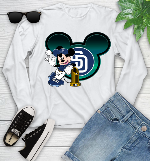 MLB San Diego Padres The Commissioner's Trophy Mickey Mouse Disney Youth Long Sleeve
