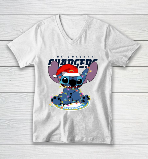Los Angeles Chargers NFL Football noel stitch Christmas V-Neck T-Shirt