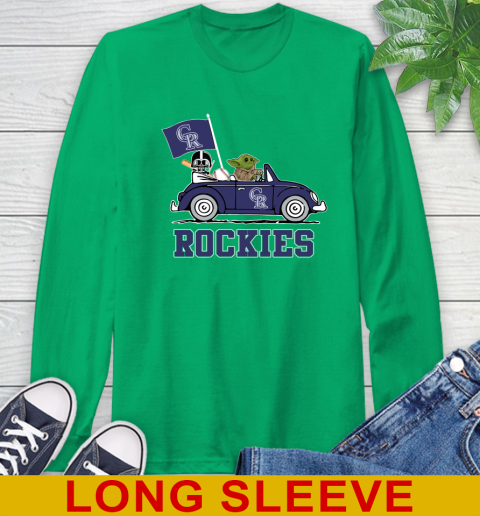 MLB Baseball Colorado Rockies Darth Vader Baby Yoda Driving Star Wars Shirt Long Sleeve T-Shirt 7