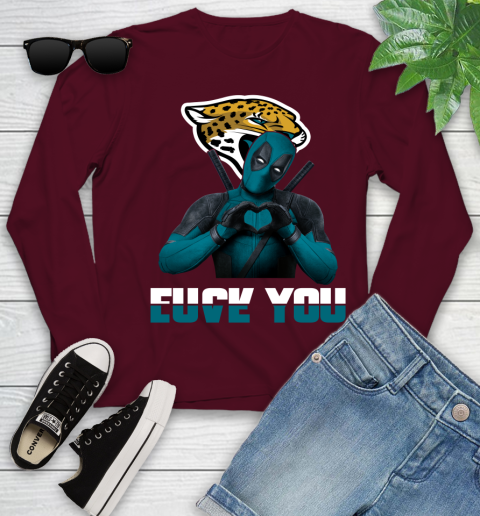 NHL Jacksonville Jaguars Deadpool Love You Fuck You Football Sports Youth Long Sleeve 6