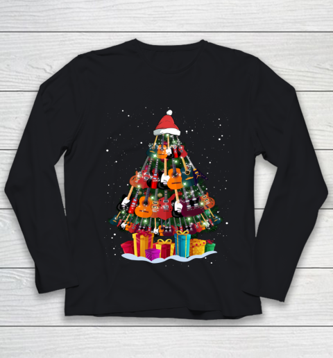Guitar Christmas Tree Shirt Funny Xmas Gifts Guitar Players Youth Long Sleeve