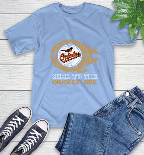 MLB Come To The Baltimore Orioles Side Star Wars Baseball Sports T-Shirt 12