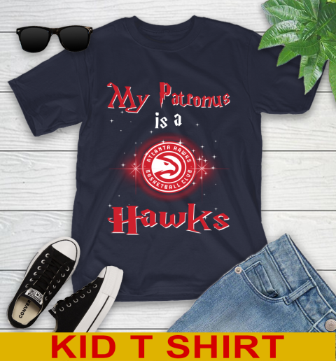 NBA Basketball Harry Potter My Patronus Is A Atlanta Hawks Youth T-Shirt 2