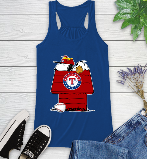 MLB Texas Rangers Snoopy Woodstock The Peanuts Movie Baseball T Shirt Racerback Tank 9