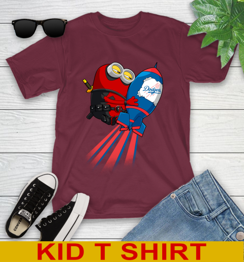 MLB Baseball Los Angeles Dodgers Deadpool Minion Marvel Shirt Youth T-Shirt 5