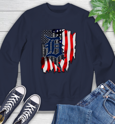 Detroit Tigers MLB Baseball American Flag Sweatshirt 2
