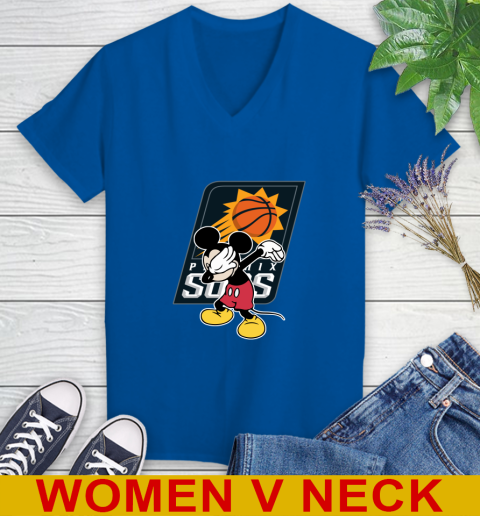 Phoenix Suns NBA Basketball Dabbing Mickey Disney Sports Women's V-Neck T-Shirt 11