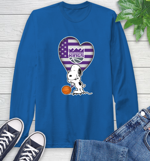 Sacramento Kings NBA Basketball The Peanuts Movie Adorable Snoopy Long Sleeve T-Shirt 9