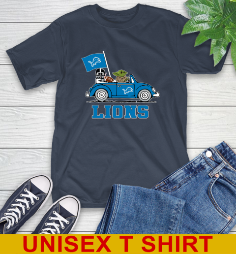 NFL Football Detroit Lions Darth Vader Baby Yoda Driving Star Wars Shirt T-Shirt 4