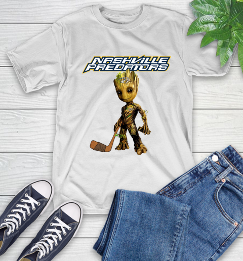 Nashville Predators NHL Hockey Groot Marvel Guardians Of The Galaxy T-Shirt