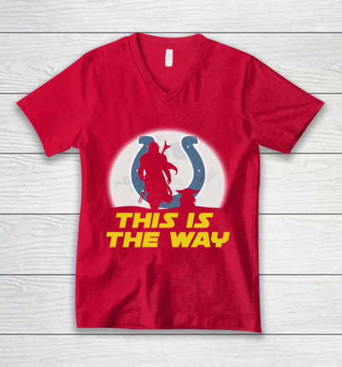 Indianapolis Colts NFL Football Star Wars Yoda And Mandalorian This Is The Way V-Neck T-Shirt 6