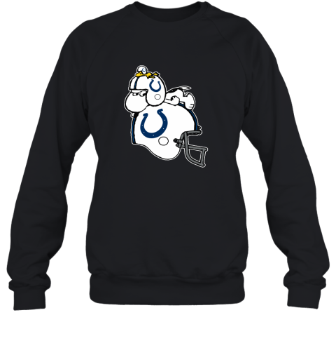 Snoopy And Woodstock Resting On Indianapolis Colts Helmet Sweatshirt