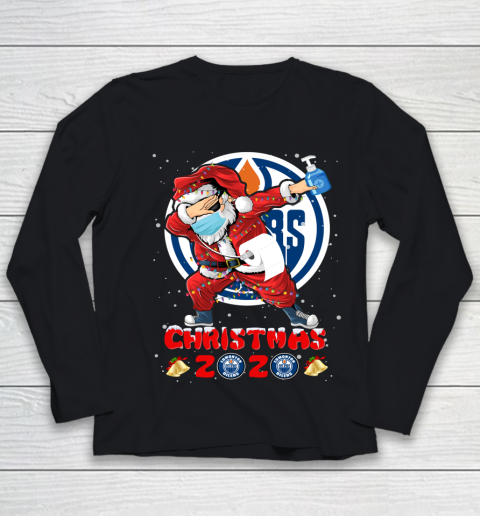 Edmonton Oilers Funny Santa Claus Dabbing Christmas 2020 NHL Youth Long Sleeve