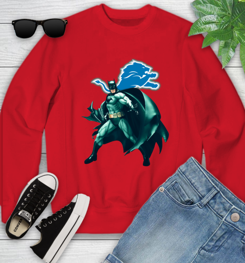 NFL Batman Football Sports Detroit Lions Youth Sweatshirt 9