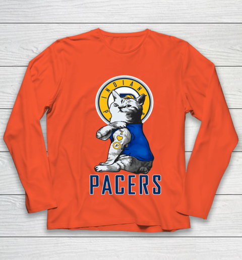 NBA Basketball My Cat Loves Indiana Pacers Youth Long Sleeve 3