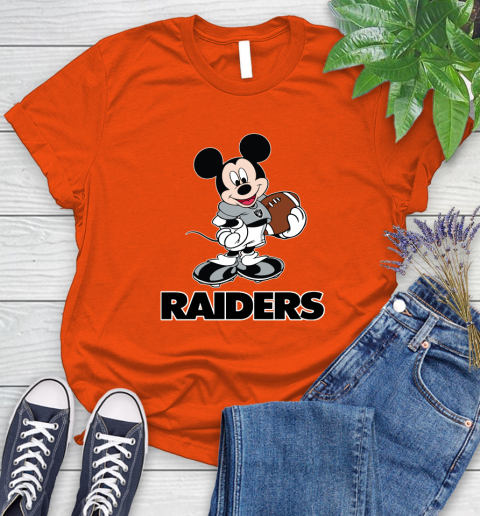 NFL Football Oakland Raiders Cheerful Mickey Mouse Shirt Women's T-Shirt 4