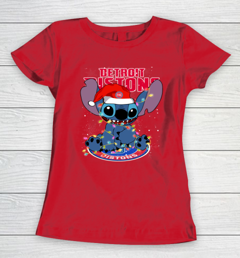 Detroit Pistons NBA noel stitch Basketball Christmas Women's T-Shirt 7