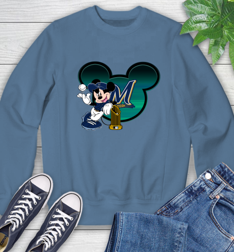MLB Milwaukee Brewers The Commissioner's Trophy Mickey Mouse Disney Sweatshirt 7