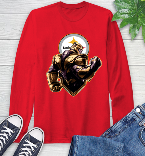 NFL Thanos Avengers Endgame Football Sports Pittsburgh Steelers Long Sleeve T-Shirt 10