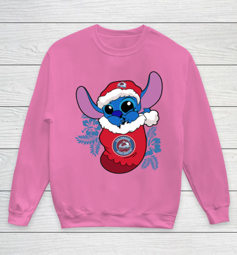Colorado Avalanche Christmas Stitch In The Sock Funny Disney NHL Youth Sweatshirt 7