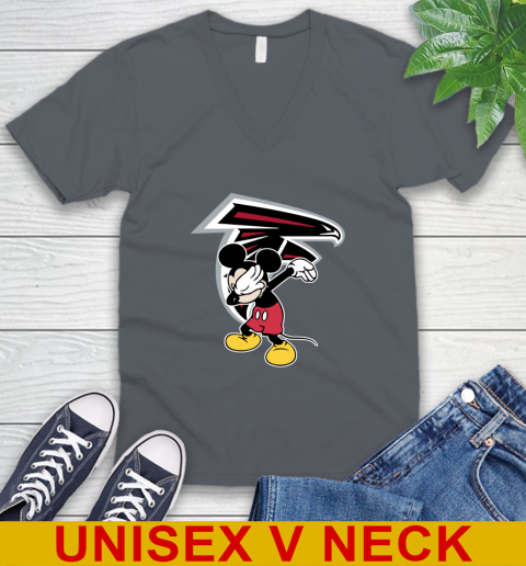 Atlanta Falcons NFL Football Dabbing Mickey Disney Sports V-Neck T-Shirt 5