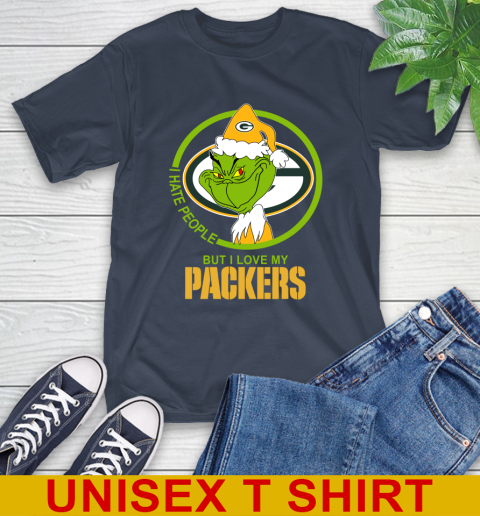 Green Bay Packers NFL Christmas Grinch I Hate People But I Love My Favorite Football Team T-Shirt 4