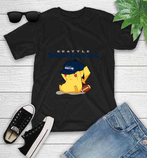 NFL Pikachu Football Seattle Seahawks Youth T-Shirt 2