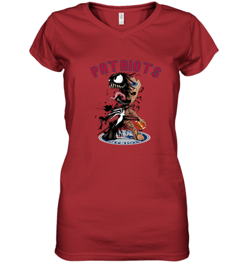NFL New England Patriots Football Venom Groot Guardians Of The Galaxy UFL1qLvMDYL women v neck t shirt 39 95 151514 front red