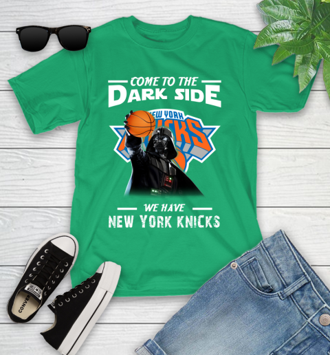 NBA Come To The Dark Side We Have New York Knicks Star Wars Darth Vader Basketball Youth T-Shirt 8