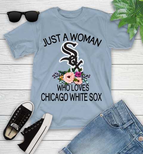 MLB Just A Woman Who Loves Chicago White Sox Baseball Sports Youth T-Shirt 6