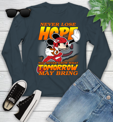 Kansas City Chiefs NFL Football Mickey Disney Never Lose Hope Youth Long Sleeve 9