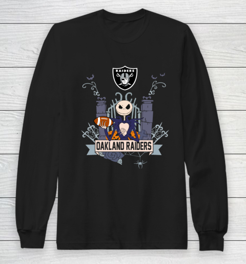 NFL Oakland Raiders Football Jack Skellington Halloween Long Sleeve T-Shirt