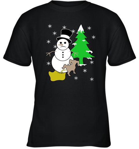 Snowman With Dog Peeing Ugly Christmas Adult Youth T-Shirt