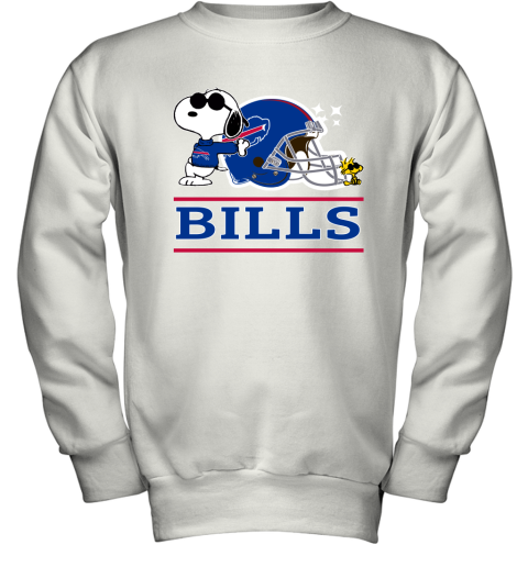 The buffalo Bills Joe Cool And Woodstock Snoopy Mashup Youth Sweatshirt