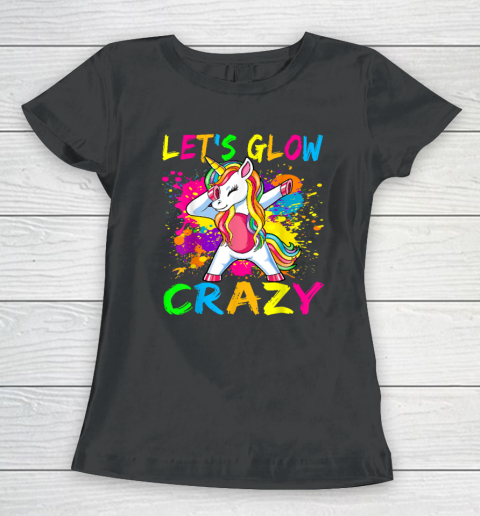 Unicorn Let's Glow Crazy Retro 80s Birthday Party Squad Women's T-Shirt