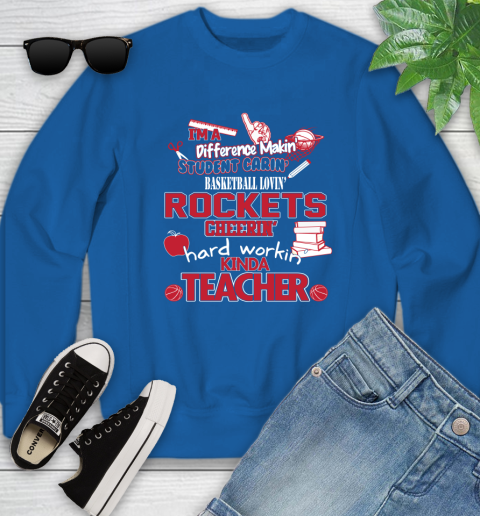 Houston Rockets NBA I'm A Difference Making Student Caring Basketball Loving Kinda Teacher Youth Sweatshirt 7
