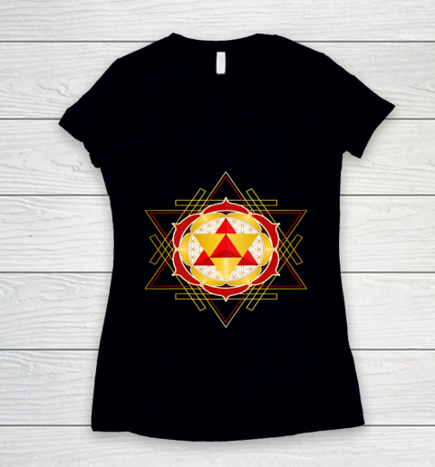 Merkaba Star Tetrahedron Flower of Life Mandala Women's V-Neck T-Shirt