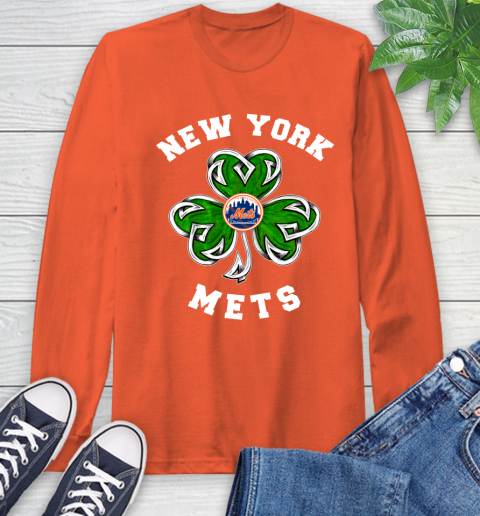 MLB New York Mets Three Leaf Clover St Patrick's Day Baseball Sports Long Sleeve T-Shirt 4
