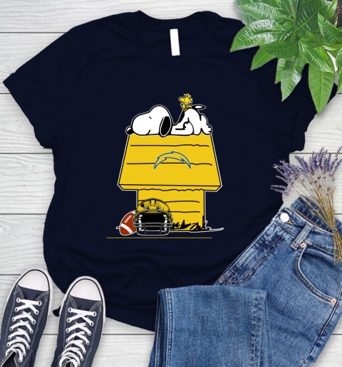 Los Angeles Chargers NFL Football Snoopy Woodstock The Peanuts Movie Women's T-Shirt 3