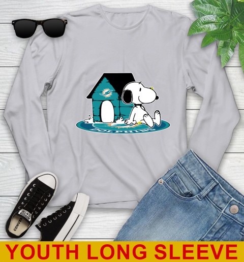 NFL Football Miami Dolphins Snoopy The Peanuts Movie Shirt Youth Long Sleeve 6