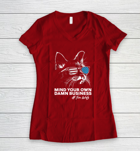 Mind Your Own Damn Business Harris Waltz Cat Lady Women's V-Neck T-Shirt 6