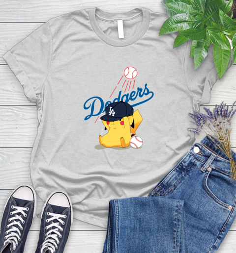 MLB Pikachu Baseball Sports Los Angeles Dodgers Women's T-Shirt
