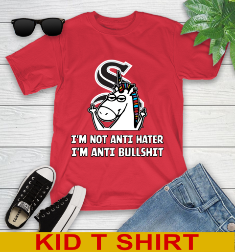 Chicago White Sox MLB Baseball Unicorn I'm Not Anti Hater I'm Anti Bullshit Youth T-Shirt 10