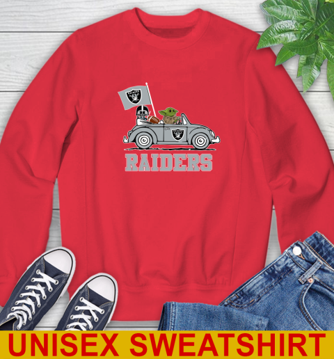 NFL Football Oakland Raiders Darth Vader Baby Yoda Driving Star Wars Shirt Sweatshirt 10