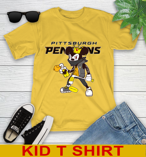 Pittsburgh Penguins NHL Hockey Mickey Peace Sign Sports Youth T-Shirt 8